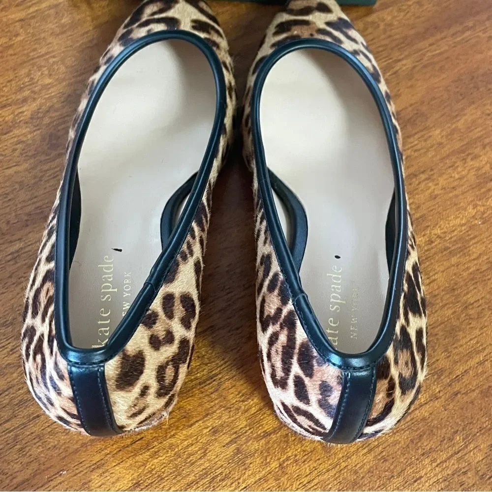NIB Kate Spade Menorca Calf Hair Pointed Toe Pump Block Heel Brown Black Sz 5.5
